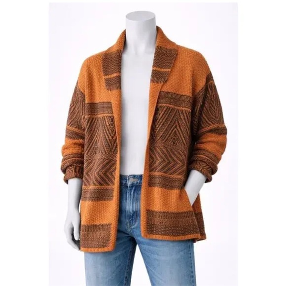Lucky Brand Men's Cardigan - Orange and Black - Picture 5 of 5